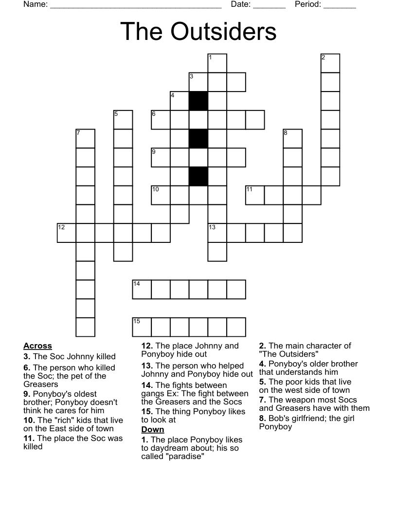 The Outsiders Crossword