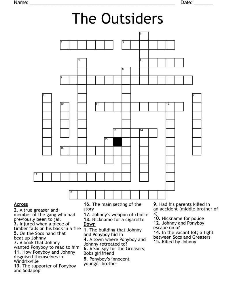 The Outsiders Crossword