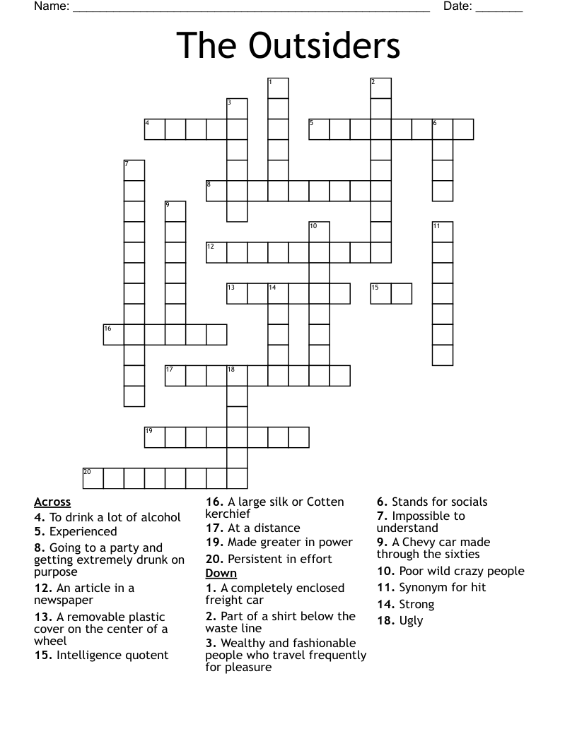 The Outsiders Crossword