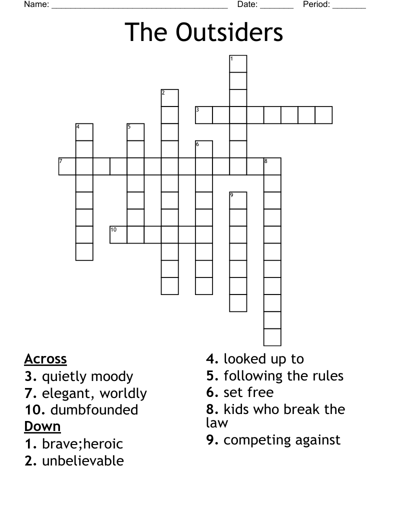 The Outsiders Crossword