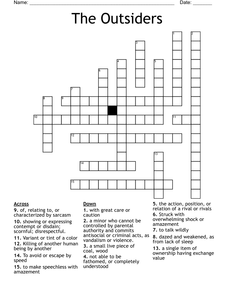 The Outsiders Crossword