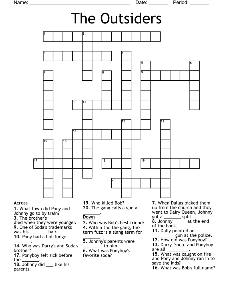 The Outsiders Crossword
