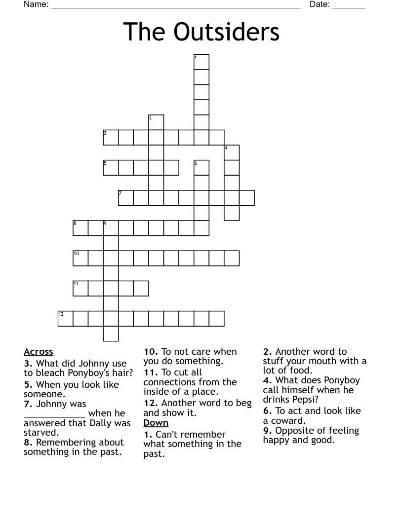 The Outsiders Crossword