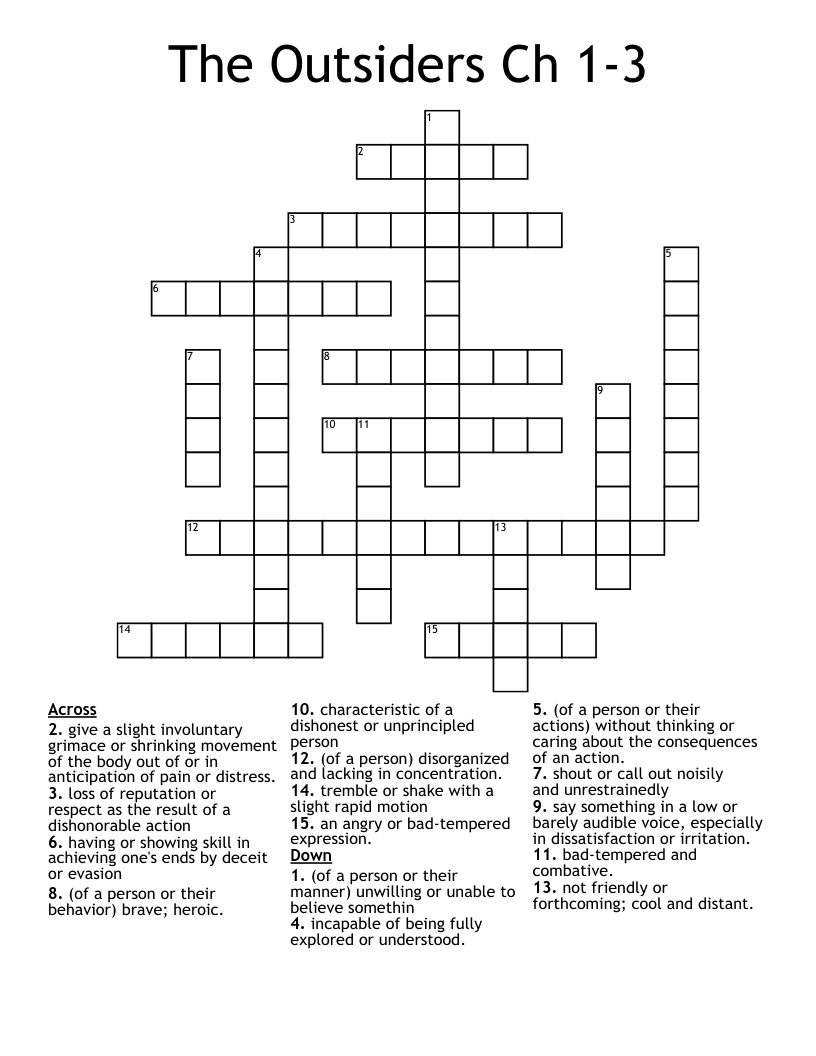 The Outsiders Ch 1-3 Crossword