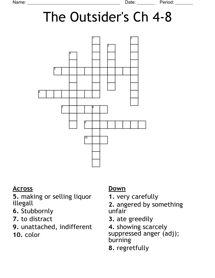 The Outsider's Ch 4-8 Crossword