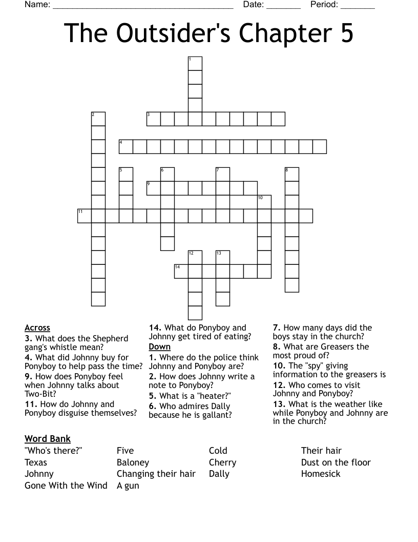 The Outsider's Chapter 5 Crossword