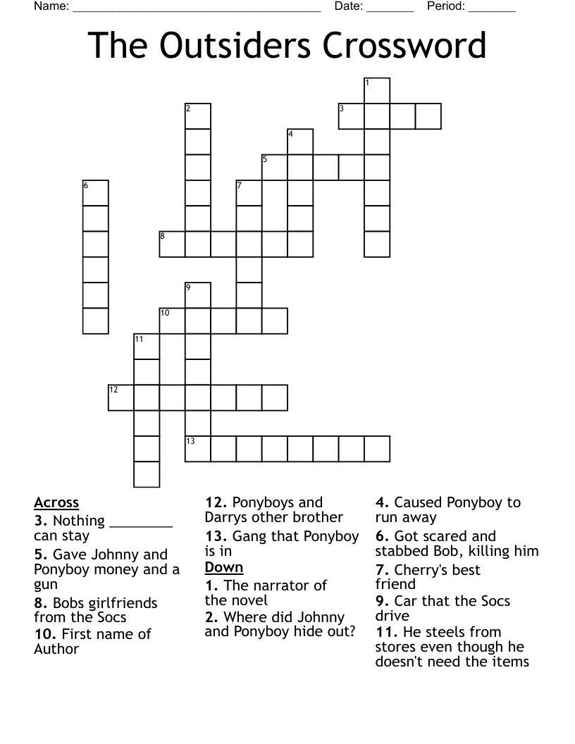The Outsiders Crossword