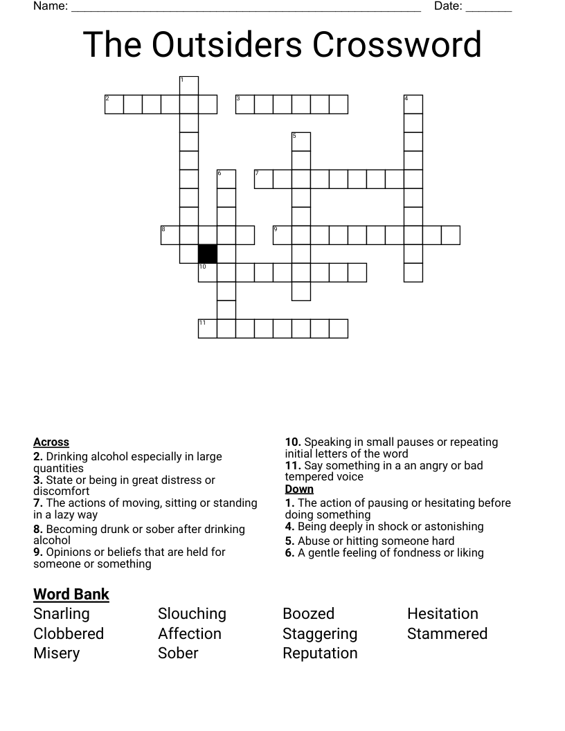 The Outsiders Crossword