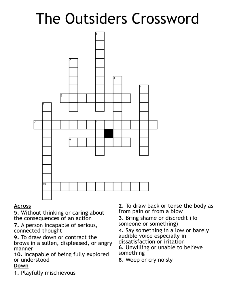 The Outsiders Crossword