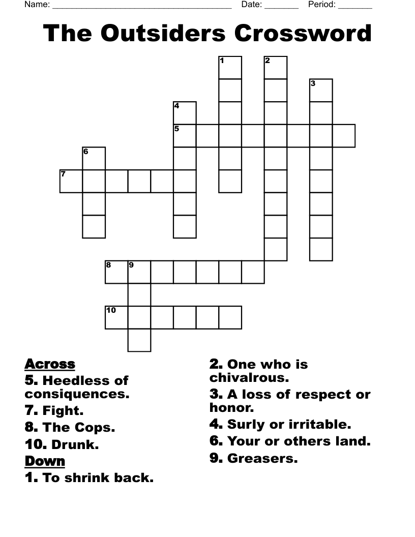 The Outsiders Crossword