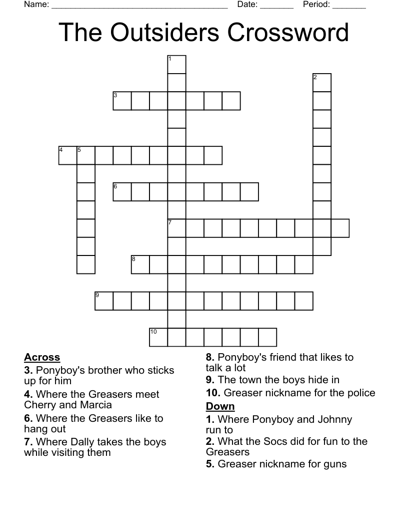 The Outsiders Crossword