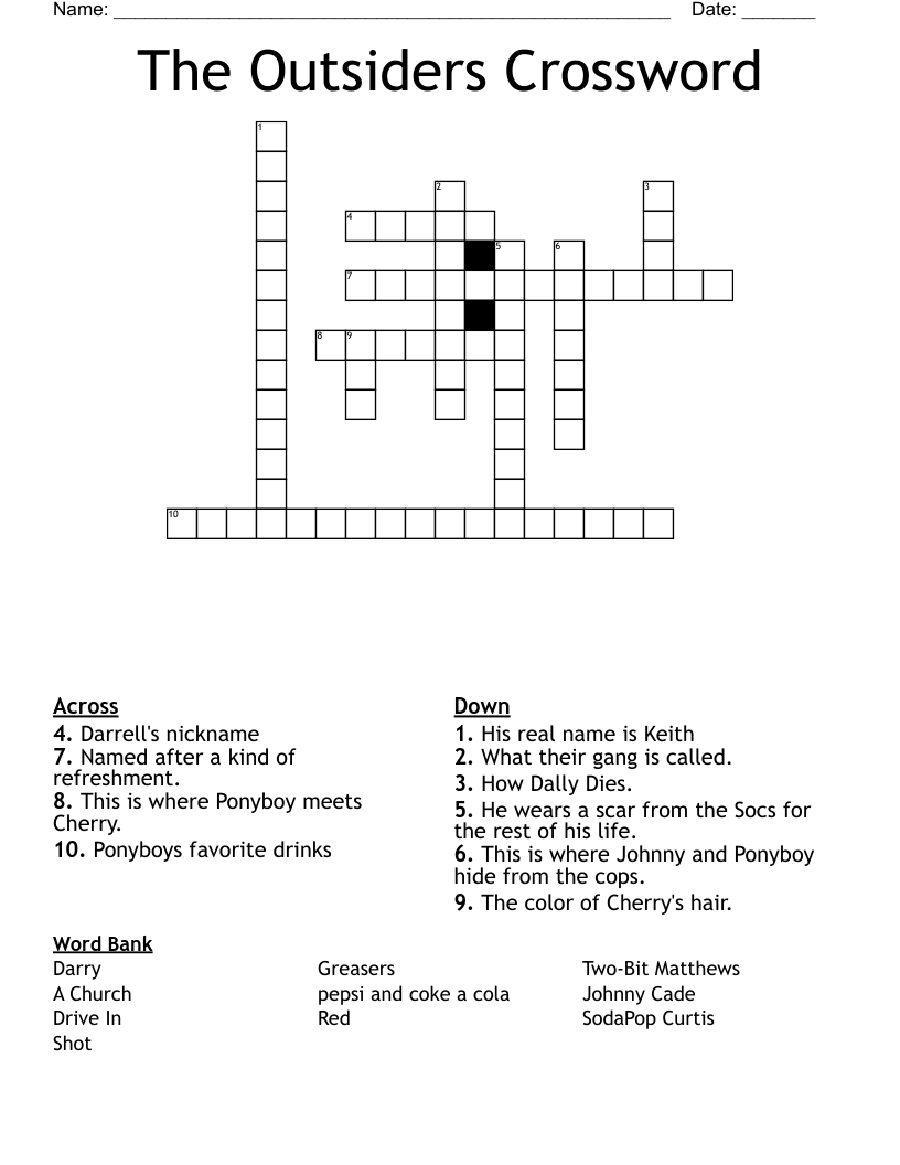 The Outsiders Crossword