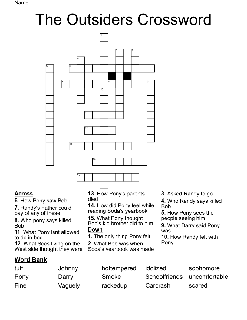 The Outsiders Crossword