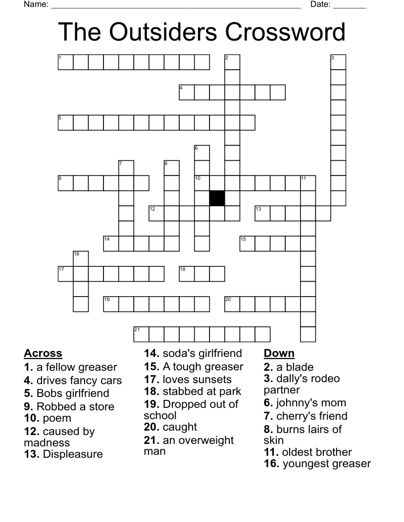 The Outsiders Crossword