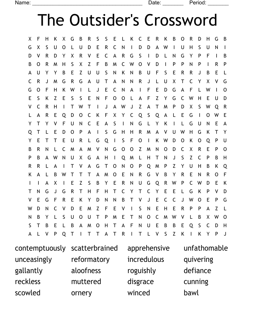 The Outsider's Crossword Word Search