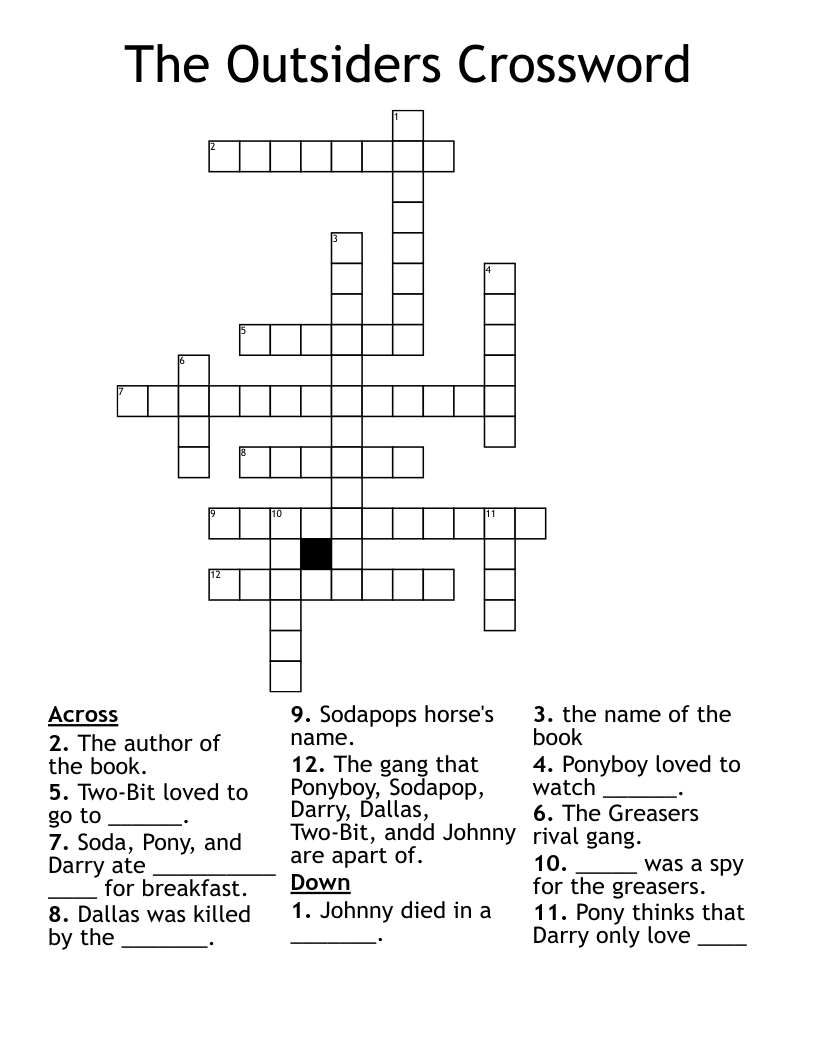 The Outsiders Crossword