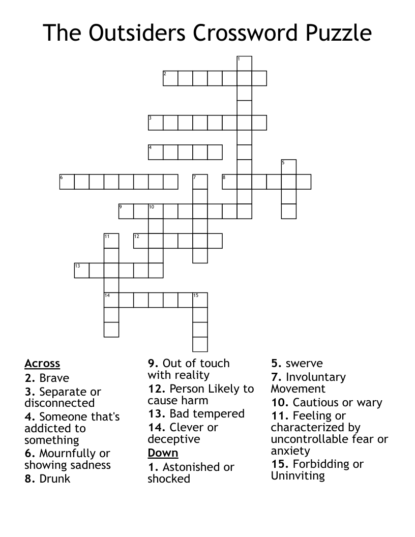 The Outsiders Crossword Puzzle