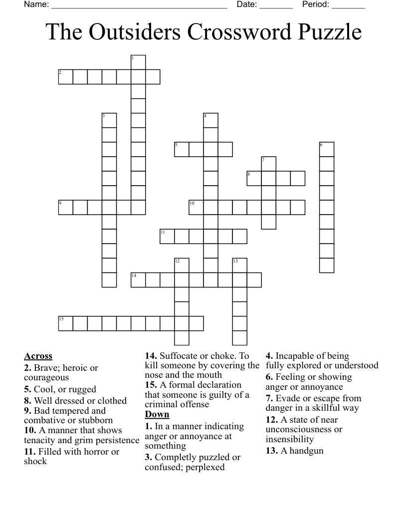 The Outsiders Crossword Puzzle 