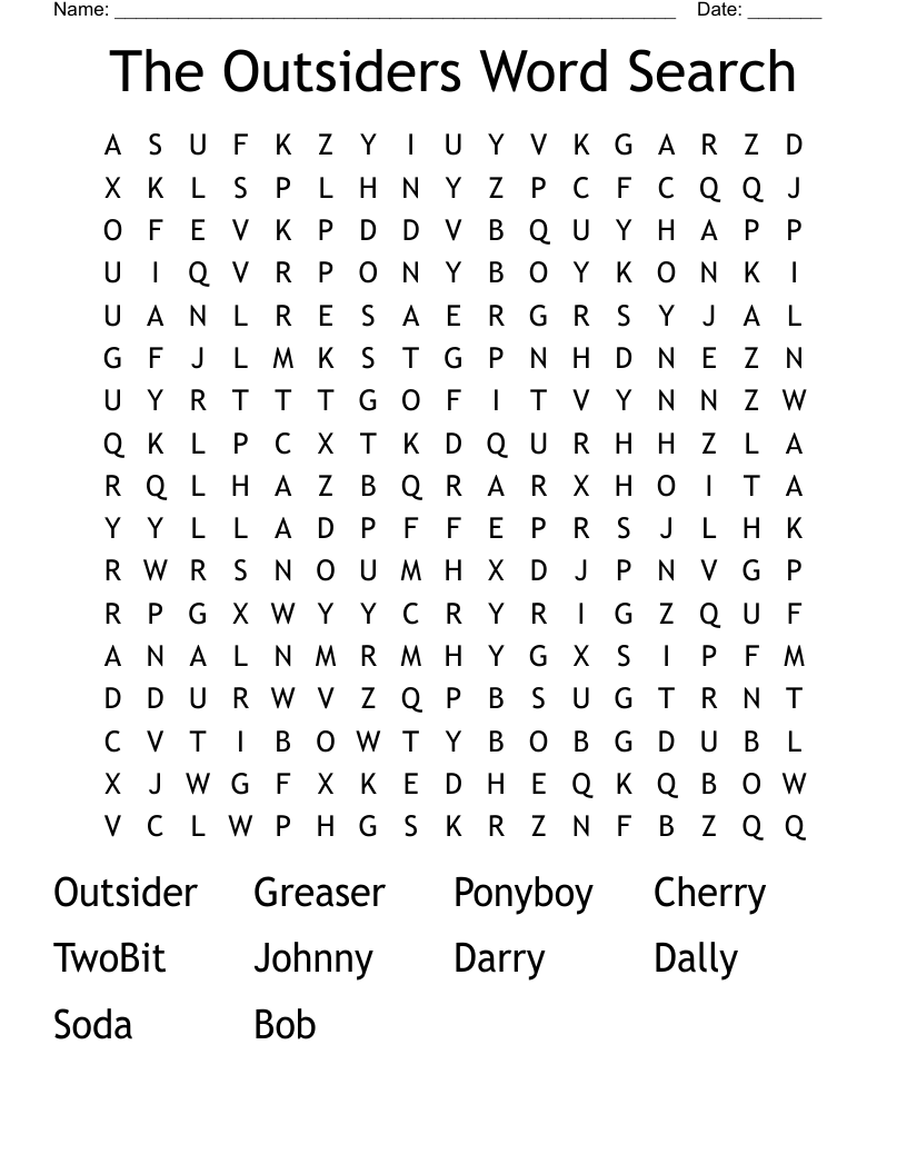 The Outsiders Word Search