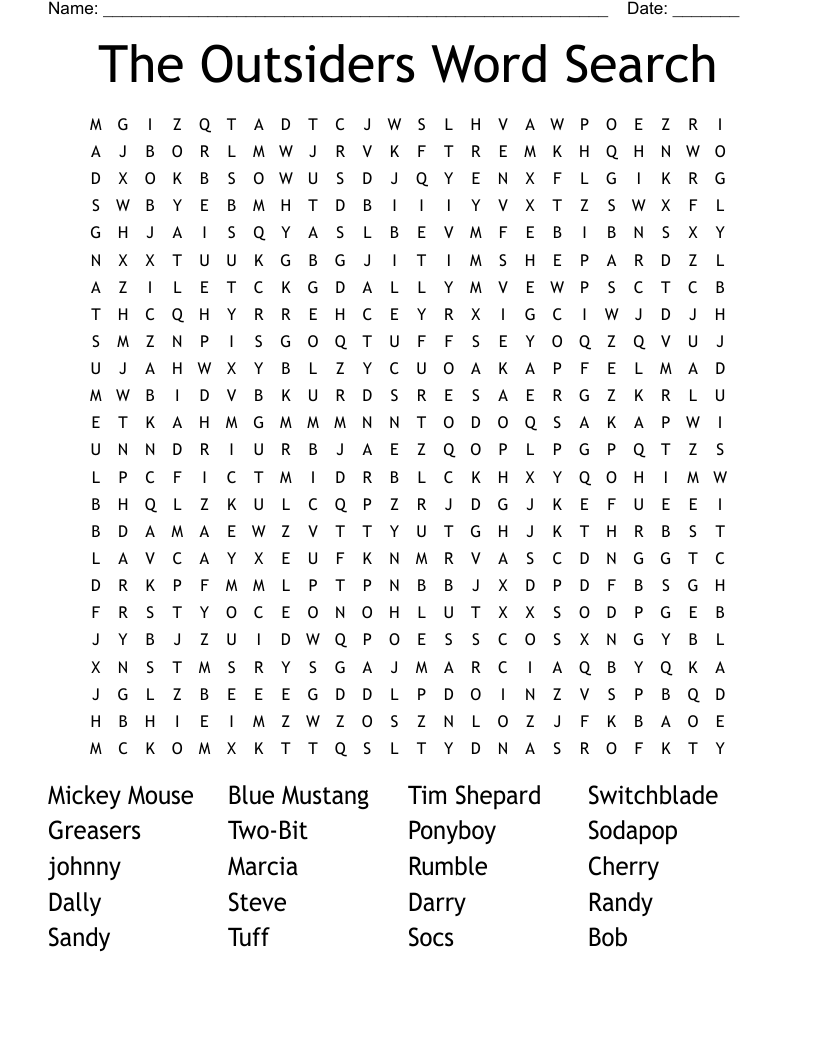 The Outsiders Word Search