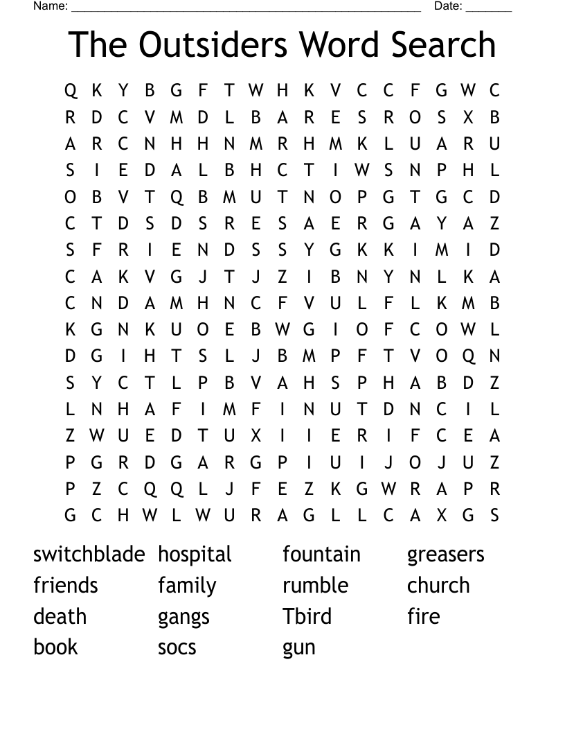 The Outsiders Word Search