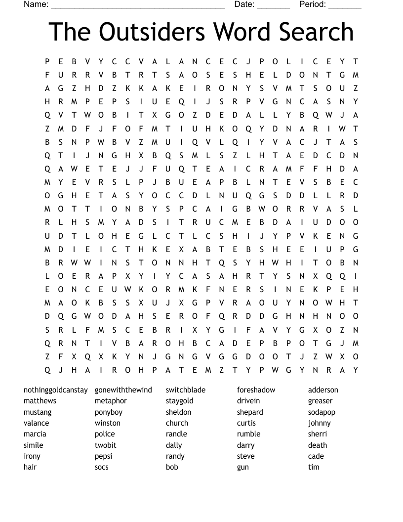 The Outsiders Word Search