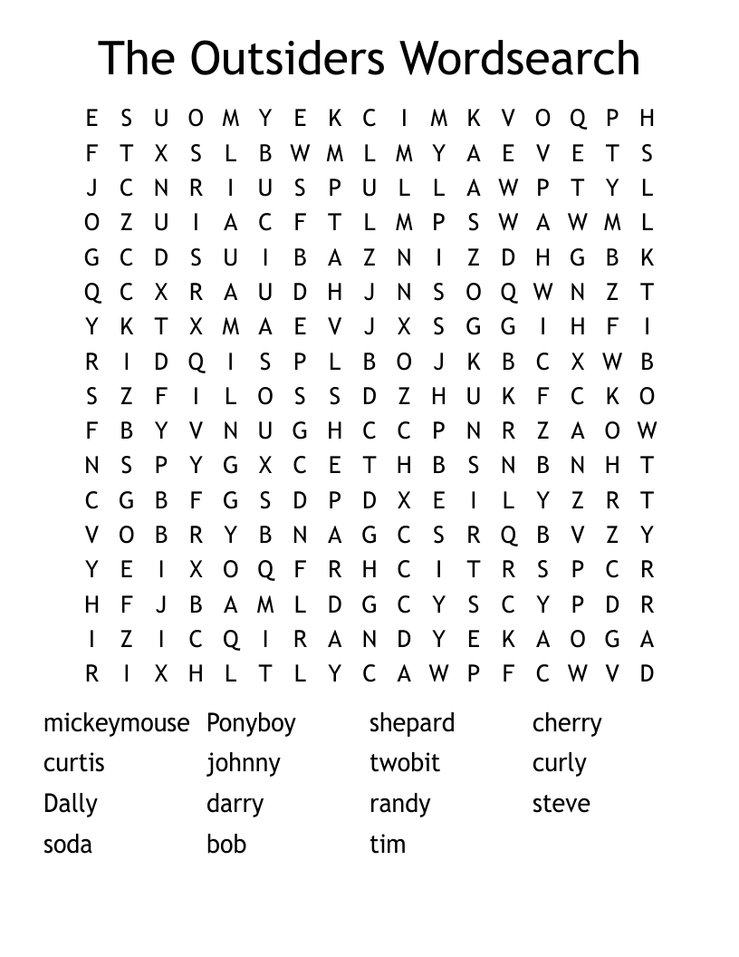 The Outsiders Wordsearch