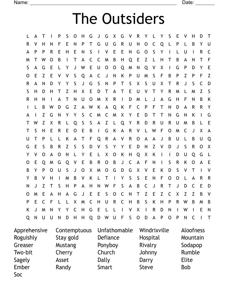 The Outsiders  Word Search