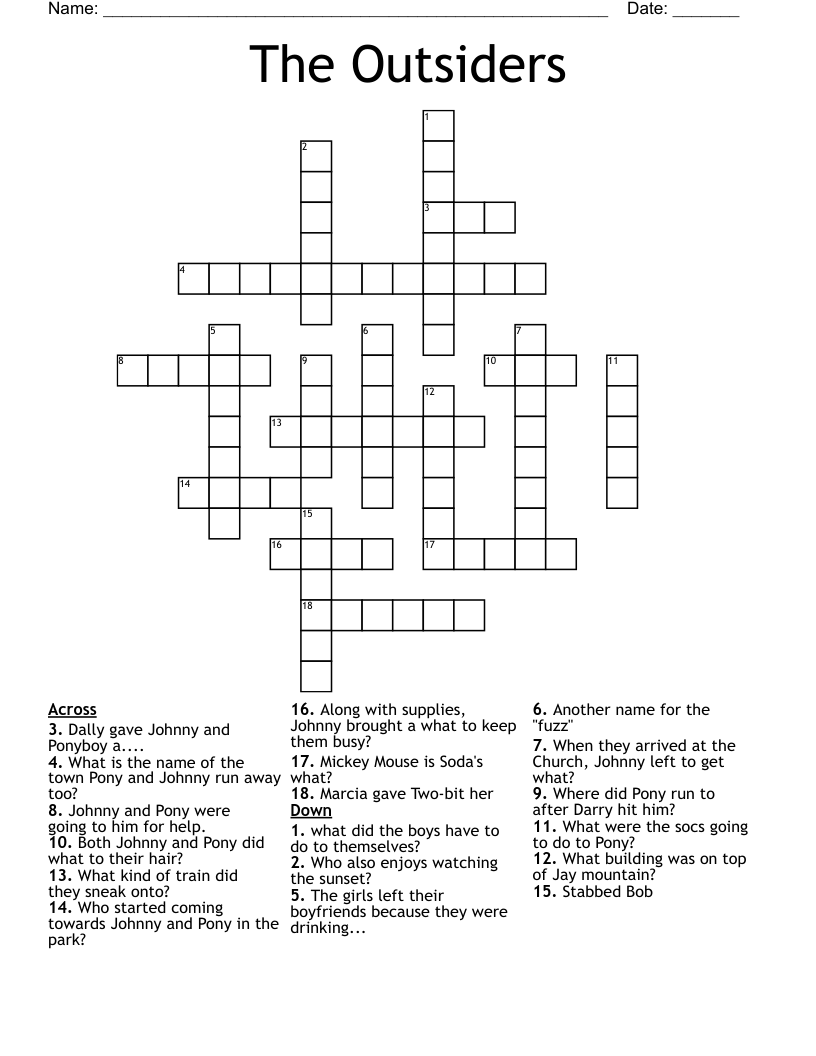 The Outsiders  Crossword