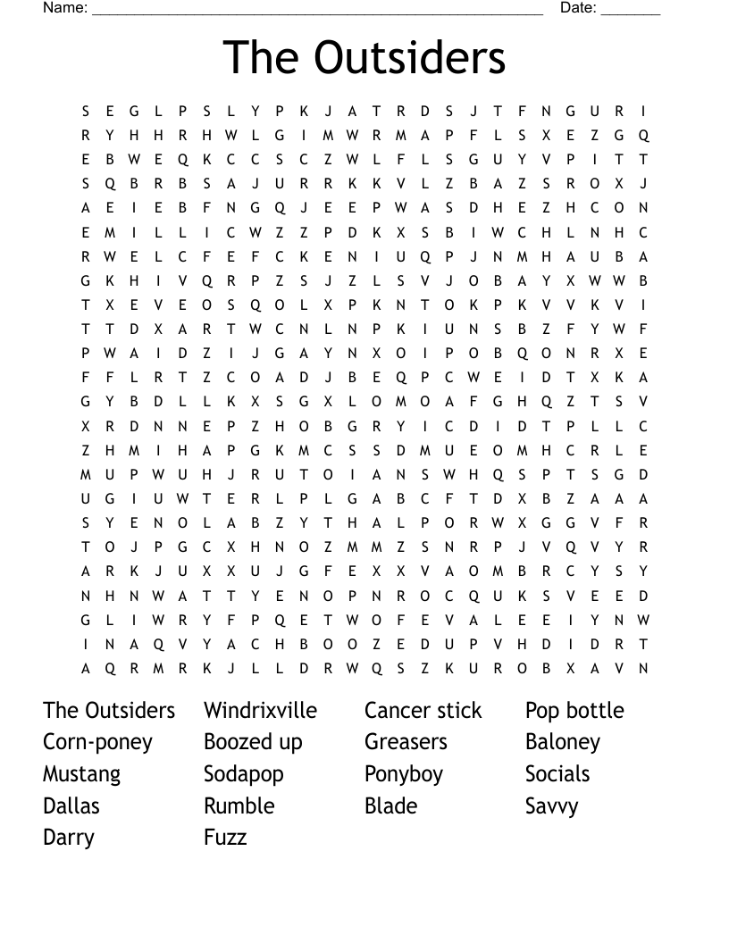 The Outsiders  Word Search
