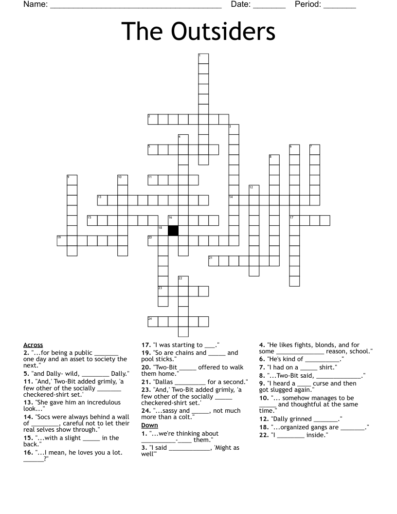 The Outsiders  Crossword