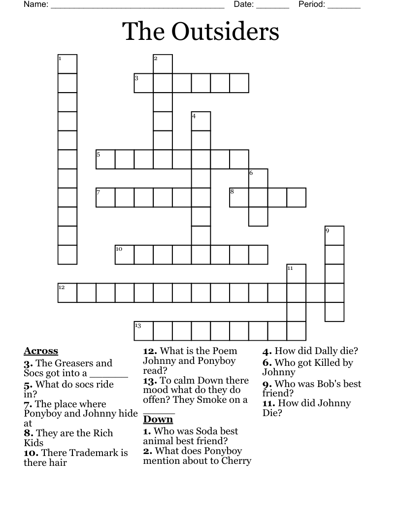 The Outsiders  Crossword