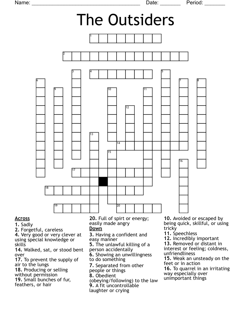 The Outsiders  Crossword