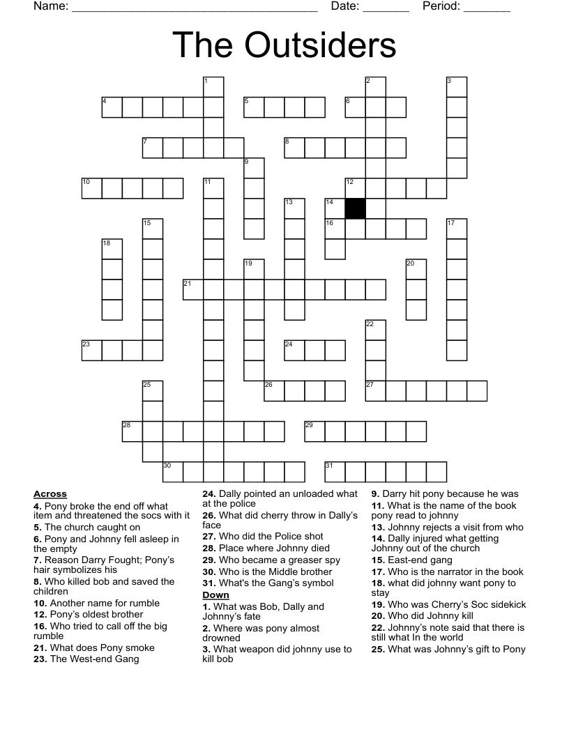 The Outsiders  Crossword