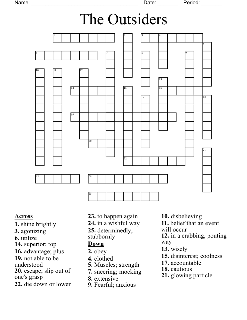 The Outsiders  Crossword