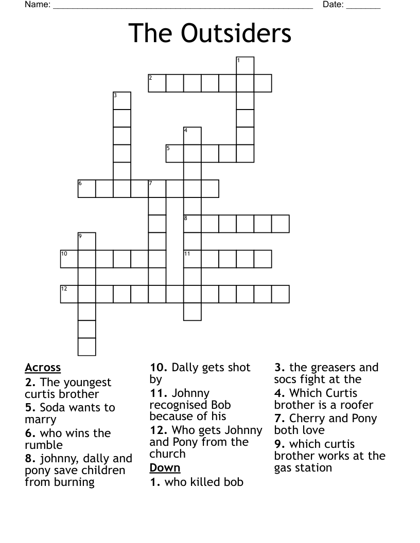 The Outsiders  Crossword