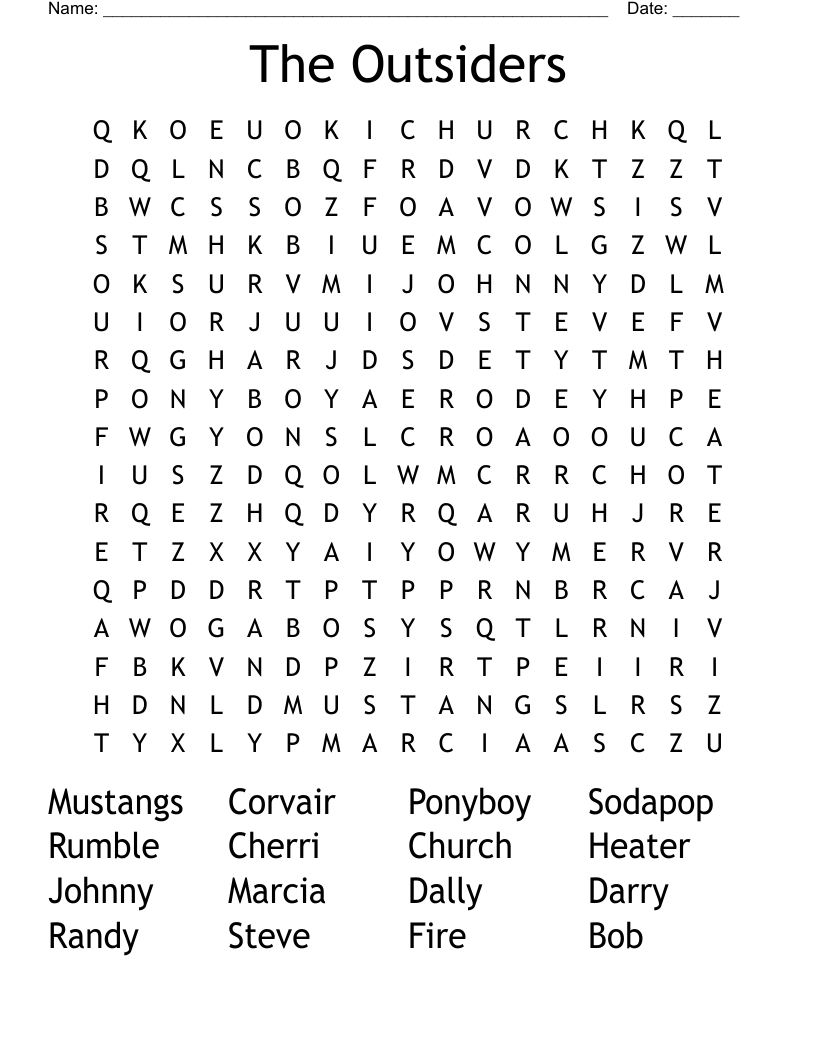The Outsiders  Word Search