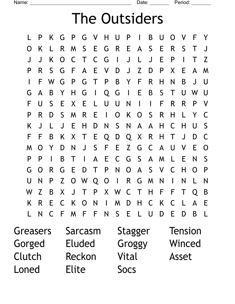 The Outsiders  Word Search