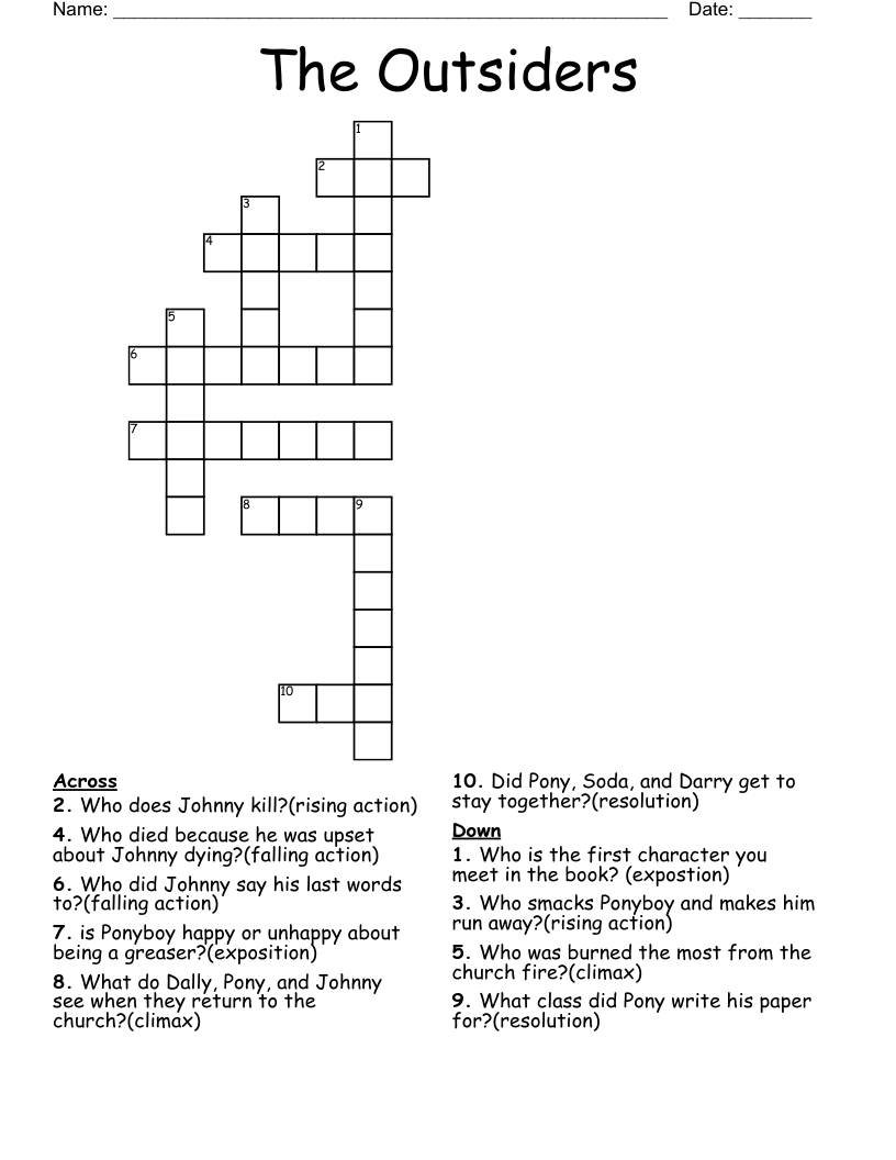 The Outsiders  Crossword