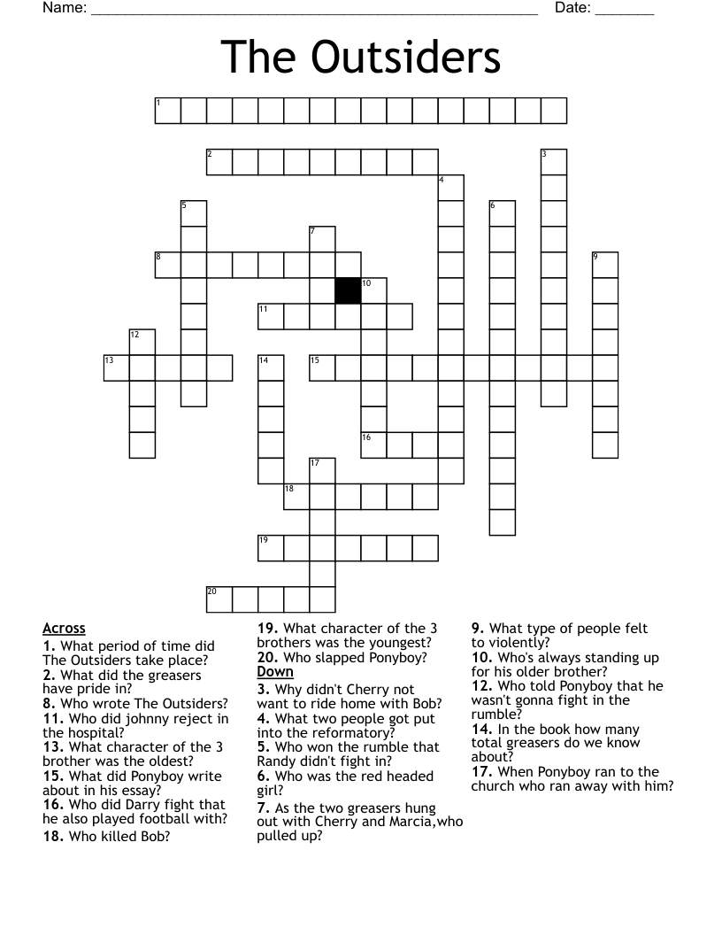 The Outsiders  Crossword