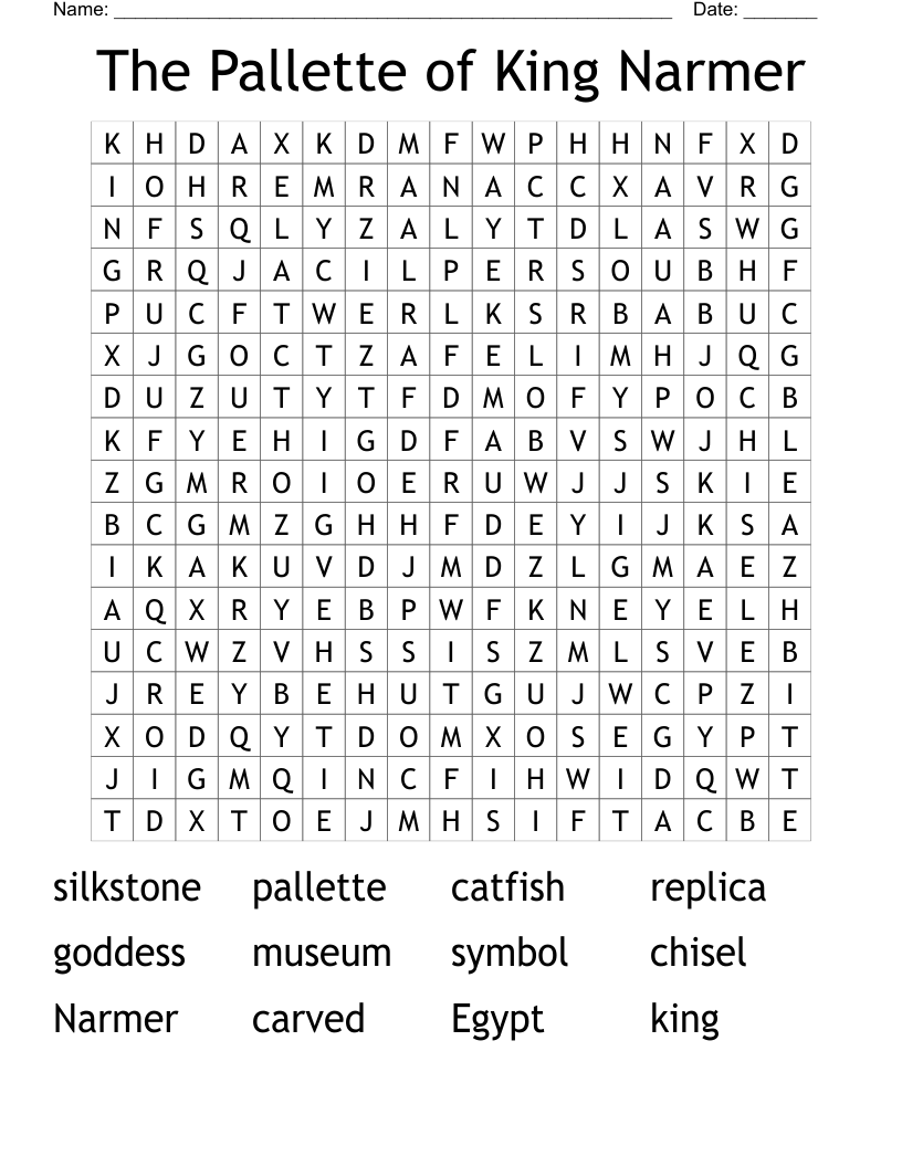 The Pallette of King Narmer Word Search