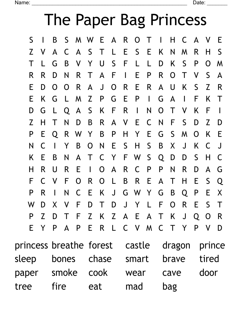 The Paper Bag Princess Word Search