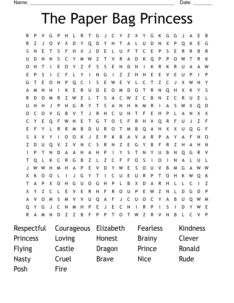The Paper Bag Princess Word Search