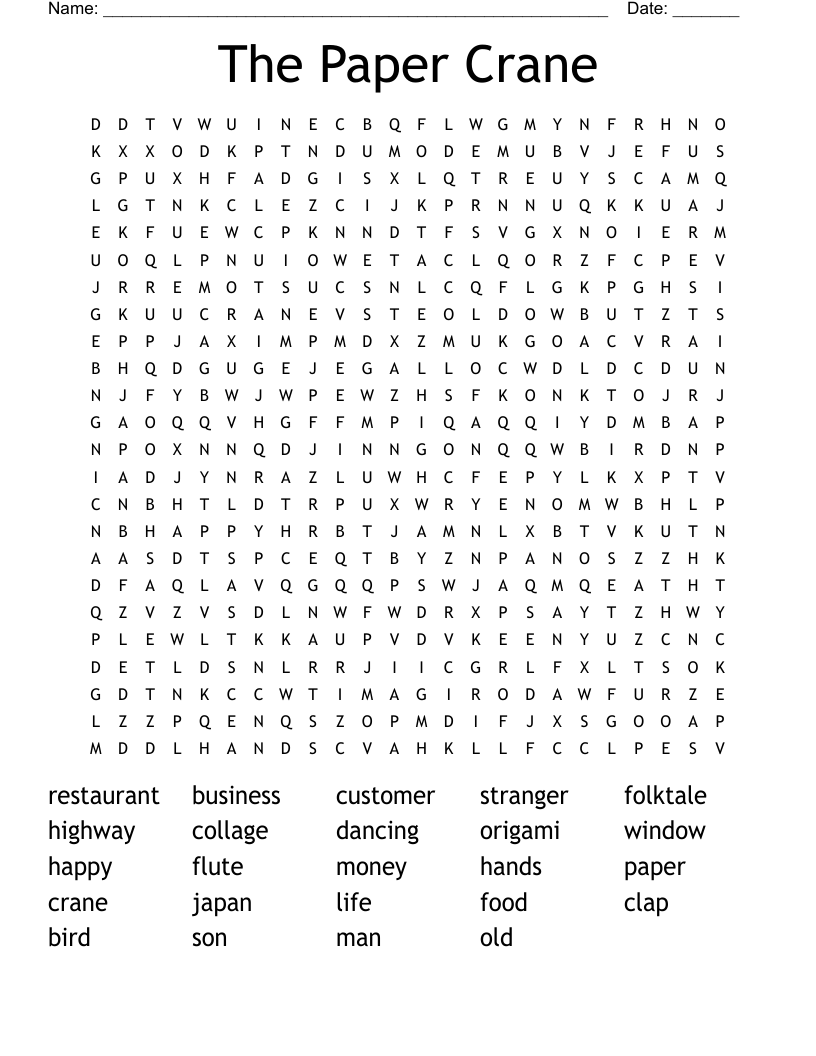 The Paper Crane Word Search