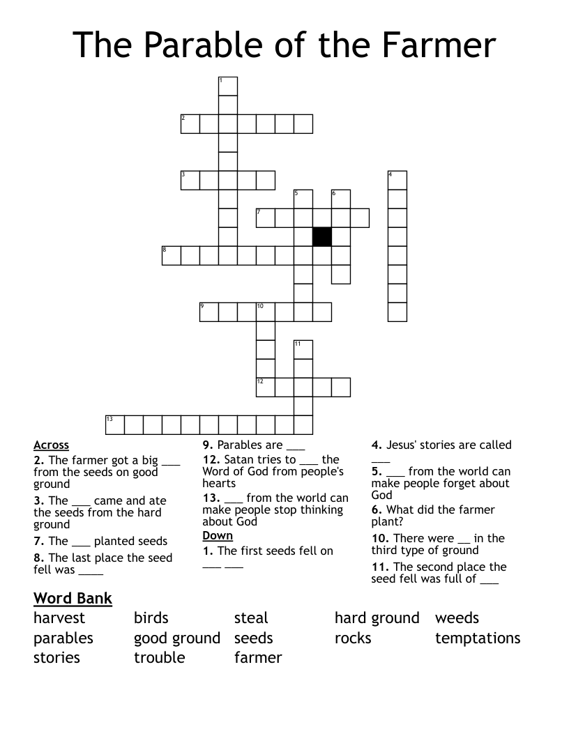 The Parable of the Farmer Crossword