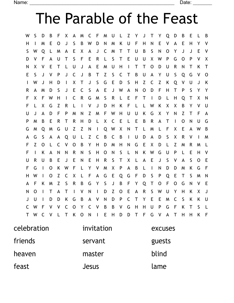 The Parable of the Feast Word Search