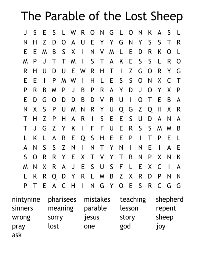 The Parable of the Lost Sheep Word Search