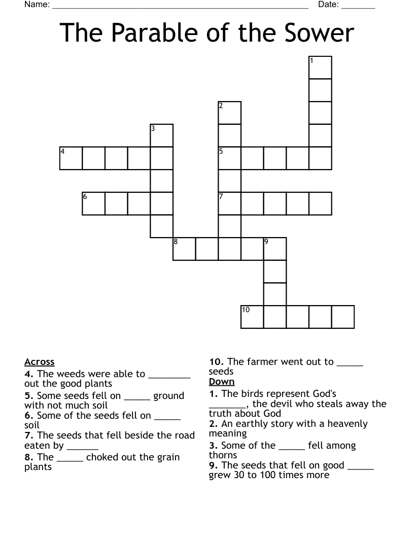 The Parable of the Sower Crossword
