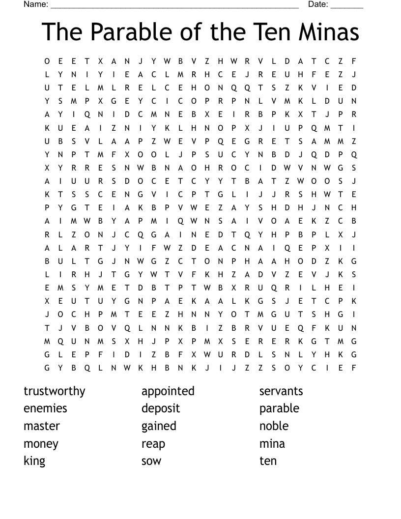 The Parable of the Ten Minas Word Search