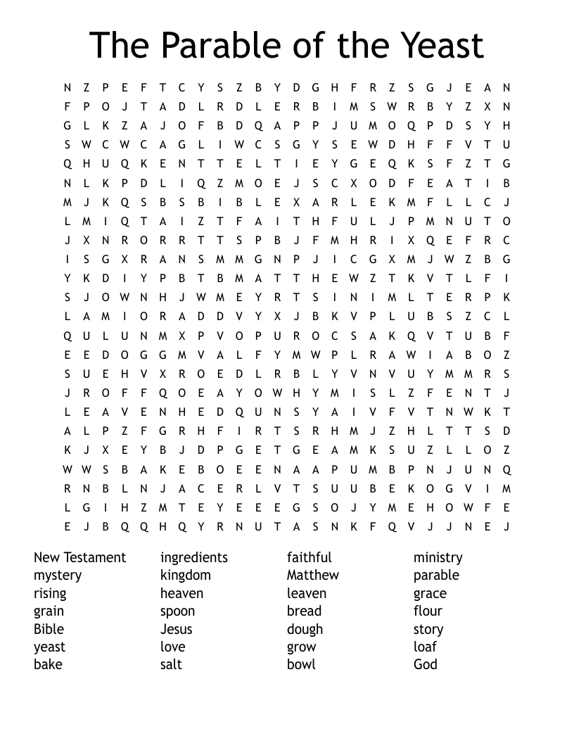 The Parable of the Yeast Word Search